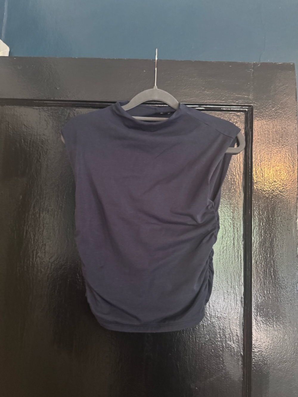Abercrombie Sleeveless Navy Mock Neck Top
